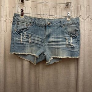 Blue Asphalt Light Blue Distressed Jean Shorts